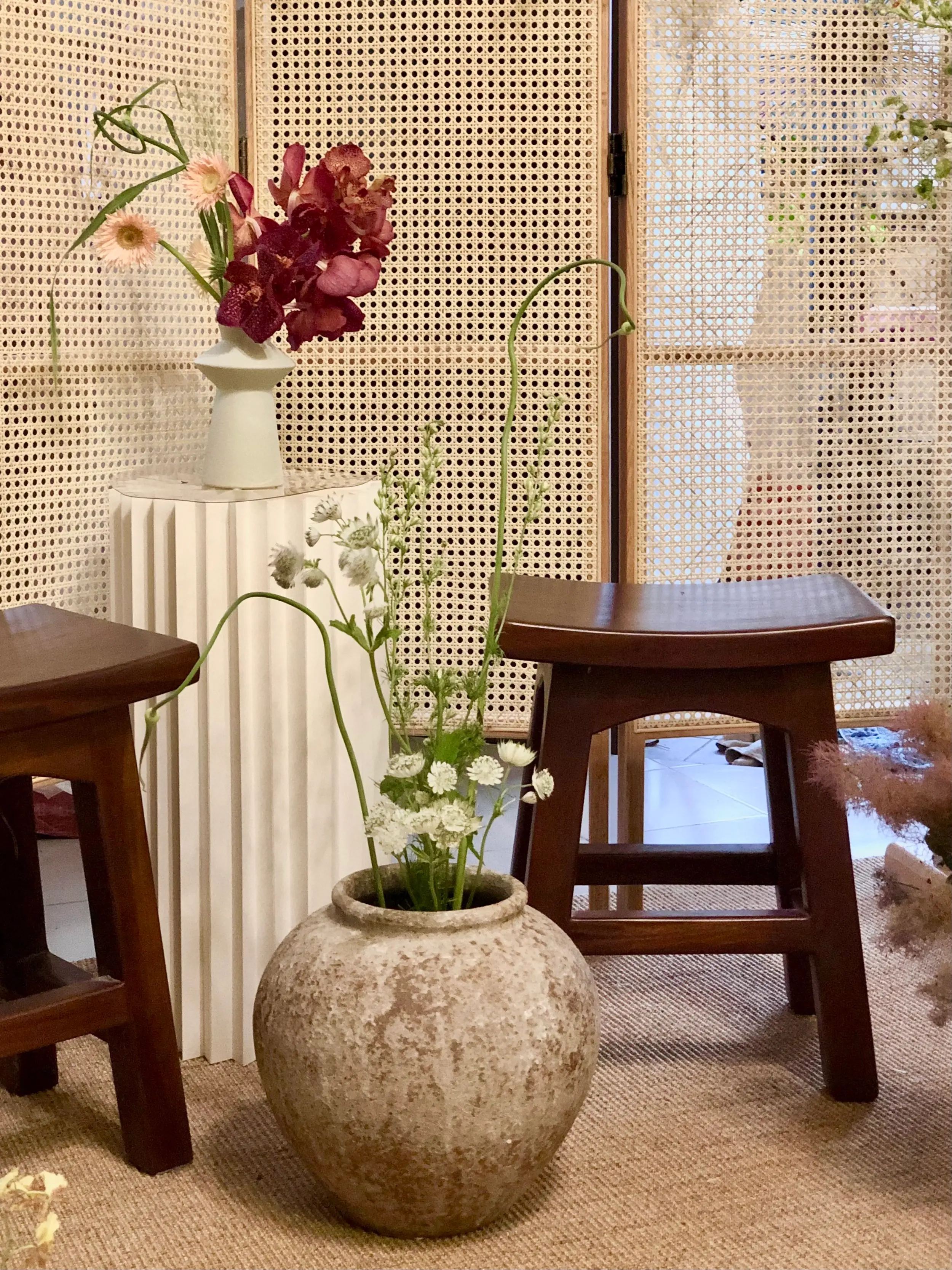 Juxtaposing vessels of aged forms against contemporary vases that add an unexpected twist and visual interest. Image taken by Eve Keepers team
