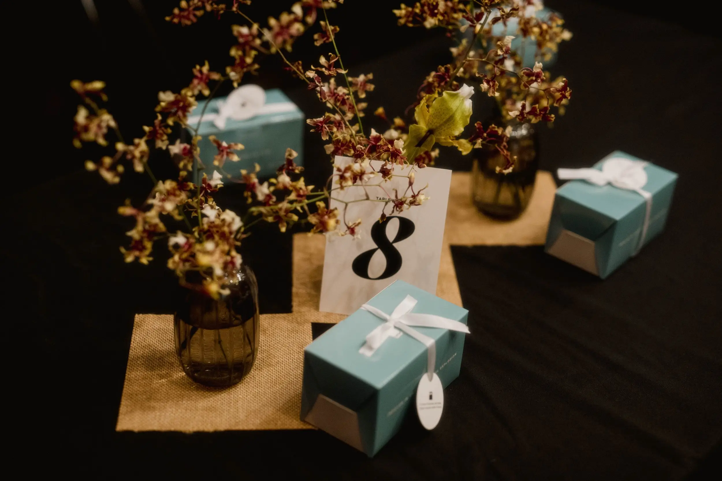 And the rectangular tables with a different mix of placemats.